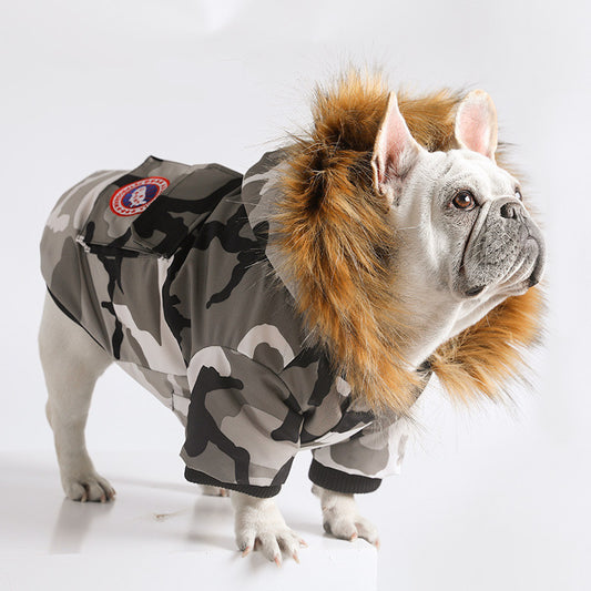 Stylischer Hundemantel mit Fake-Fell-Kragen